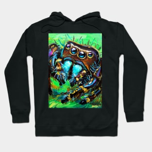 Psychedelic Jumping Spider by Robert Phelps Hoodie